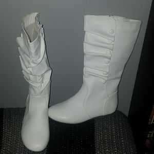 Top Moda White Flat Boots, Size, 6.5